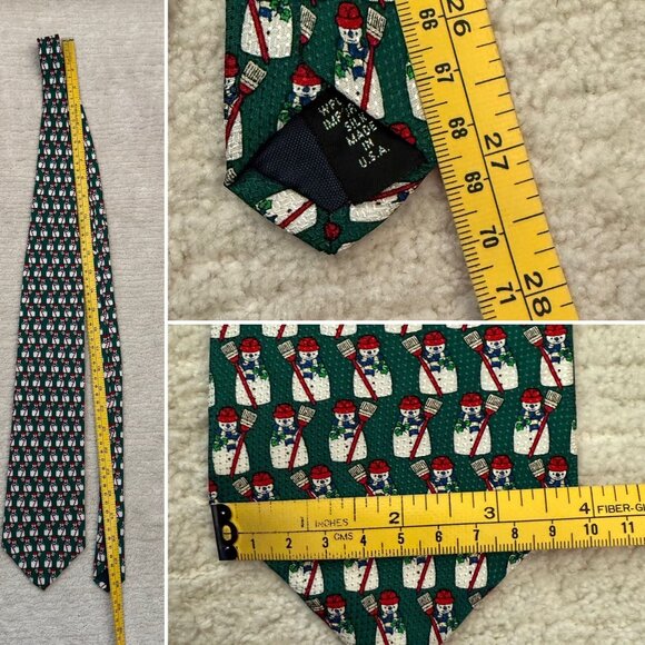 Vintage Cotswold Collection Silk Snowman Pattern Tie Christmas Holiday Winter - Picture 4 of 6